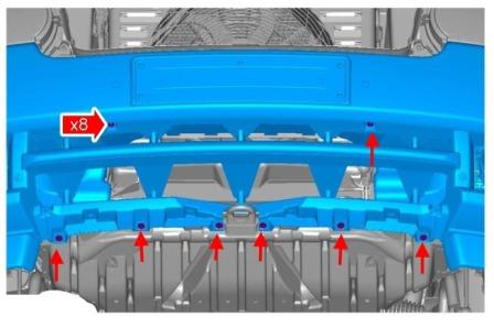 the scheme of fastening of the front bumper Land Rover Range Rover III (2002-2012)